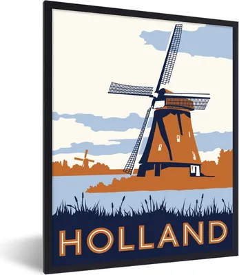 Produktbild von MuchoWow® MuchoWow® Gerahmtes Poster Ein altes Poster aus den Niederlanden 30x40 cm - Poster mit zchwarzem Bilderrahmen - Wanddeko - Kunstdrucke