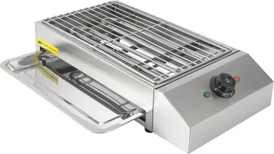 Obrázek produktu pro Elektrický gril, příkon 2,6 kW, nepřilnavý povrch, nastavitelný termostat, nerezová konstrukce, vhodný pro 5–10 osob