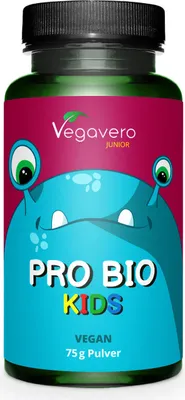 Produktbild von Vegavero Pro Kids | 75 g Pulver | 10 Mrd. Kulturen aus 5 Bakterienstämmen | mit Inulin aus -Agave | vegan