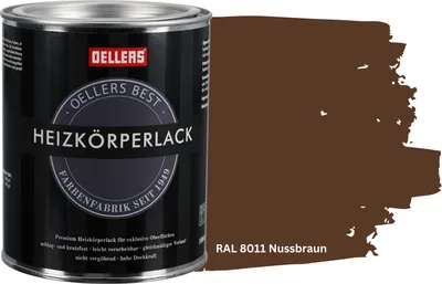 Produktbild von OELLERS Premium Heizkörperlack 1L – RAL 8011 Nussbraun | Heizkörperfarbe & Heizungsfarbe | Hochdeckender Heizungslack | Hitzebeständig & langlebig