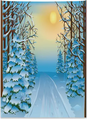 Produktbild von Abakuhaus Winter Wandteppich, Cartoon Landschaft aus Weiches Mikrofaser Stoff Kein Verblassen Klare Farben Waschbar, 110 x 150 cm, Gelb Blau