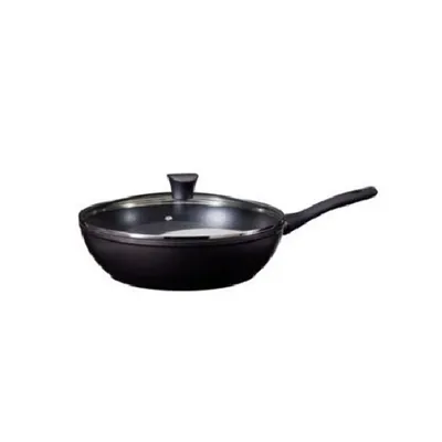 Zdjęcie produktu dla Patelnia Wok z szklanym pokrywką, 28 cm, czarna