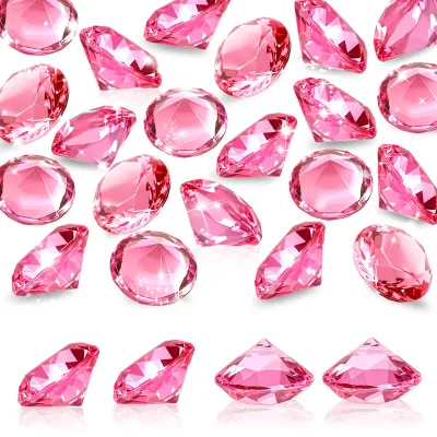 Productafbeelding van Deko-diamanten - 25 stuks - Voor tafeldecoratie - Roze, transparant, 30 mm