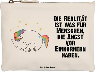 Produktbild von Mr. & Mrs. Panda Pouch Einhorn Nacht Größe M - Weiß - Geschenk, kosmetiktäschchen, Schlampermäppchen, Kulturtasche, Menschen, Freundin, pencil case, Kulturbeutel, Unicorn