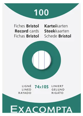 Produktbild von Exacompta 10x Karteikarten A7 liniert, Faltschachtel mit 100 Stück, Weiß, 13800B