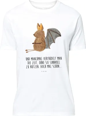 Produktbild von Mr. & Mrs. Panda T-Shirt Fledermaus Sitzen - Weiß - Geschenk, Motivation, Tshirt, Entspannen, oberteil, Statement-Shirt, Lustige Sprüche, Shirt, Fledermäuse, S