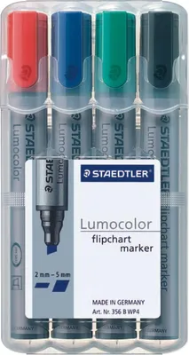 Zdjęcie produktu dla 1 szt. Lumocolor 356 B WP4 – marker do tablic flipchartowych Lumocolor, zestaw 4 sztuk