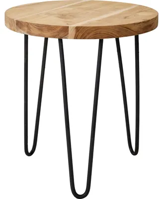 Produktbild von Home & Styling Beistelltisch - schwarz/braun - Metall und Teakholz - D38 cm - Pflanzentopfhalterung