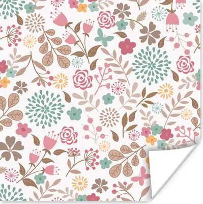 Produktbild von MuchoWow® Poster Blumen - Muster - Farben 75x75 cm - Wand Dekoration