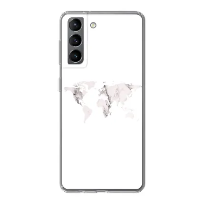 Produktbild von MuchoWow® Handyhülle Schutzhülle Hülle für Samsung Galaxy S21 Weltkarte - Marmor - Weiß Silikon Softcase Handy Hülle - Softcase