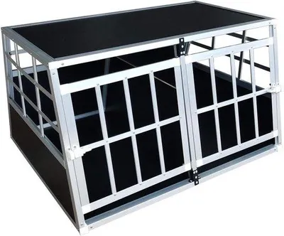 Obrázek produktu pro Transportní box pro psy – cestovní box, klec – bezpečný transport – odnímatelná přepážka – 69x89x50 cm – hliník