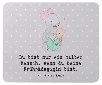 Produktbild von Mr. & Mrs. Panda Mauspad Frühpädagogin Herz - Grau Pastell - Geschenk, pc, Ausbildung, Spruch, laptop mousepad, Mouse Pad, Lustig, Studium, mousematte
