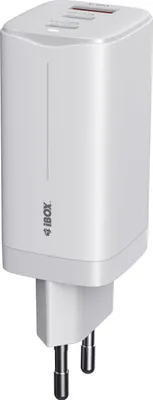 Zdjęcie produktu dla Ładowarka sieciowa GaN iBOX C-65 USB-C PD65W, kabel USB-C, White