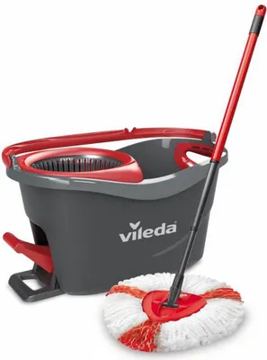 Obrázek produktu pro Sada mopů Vileda Turbo Easy Wring & Clean včetně rotačního a nožního pedálu, barva šedá