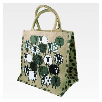 Produktbild von Einkaufstasche aus abbaubarer Jute mit Schafdesign