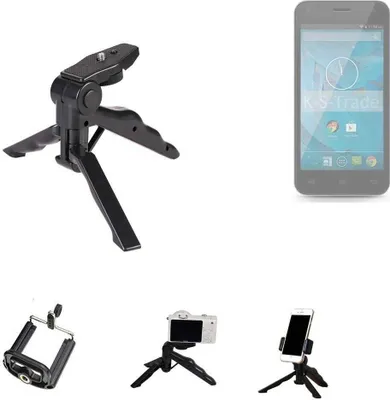 Produktbild von K-S-Trade Stativ Tisch-Ständer Dreibein Handy-Stativ Ständer kompatibel mit Qilive Q.4868 Mini-Stativ Smartphone Tripod Handy-Stativ aus Plastik