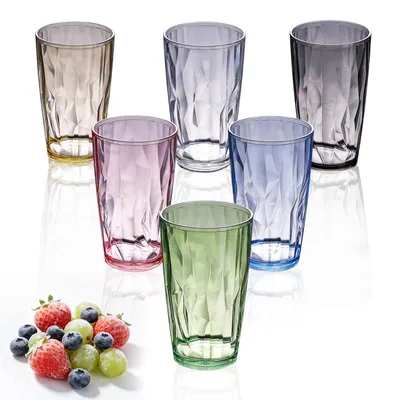 Productafbeelding van Omgoods - Set van 6 Herbruikbare Kunststof Glazen 500 ml voor Feest en Camping
