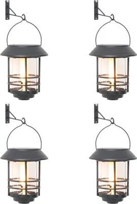 Produktbild von vidaXL Solar-Außenwandleuchten 4 Stk. Warmweiß Flackerndes Licht