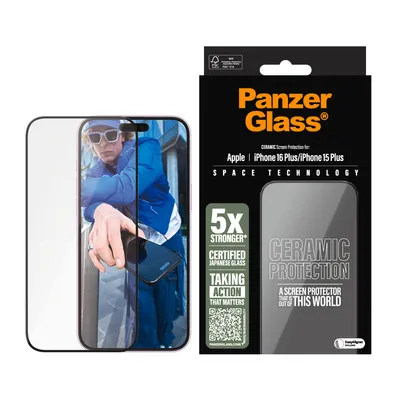 Zdjęcie produktu dla Szkło hartowane PanzerGlass Ceramic Screen Protector Ultra-Wide Fit na iPhone 16 Plus
