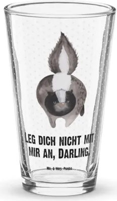 Produktbild von Mr. & Mrs. Panda Trinkglas Stinktier Angriff - Transparent - Geschenk, Tumbler, Glas, Cocktailglas, Drohung, Stinki, Skunk, Shaker, Raubtier, Longdrinkglas, Bierglas