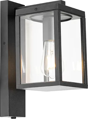 Zdjęcie produktu dla Lampka ścienna zewnętrzna czarna IP44 z czujnikiem zmierzchu - Charlois