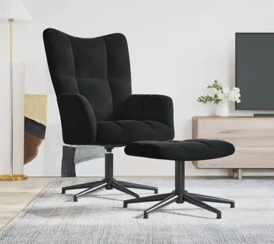 Produktbild von Maison Exclusive - Relaxsessel mit Hocker Schwarz Samt