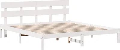 Produktbild von vidaXL Bettgestell mit Kopfteil Weiß 200 x 200 cm Massivholz Kiefer