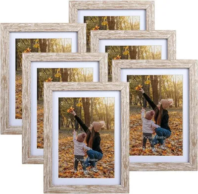 Obrázek produktu pro sada 6 přírodních rámečků na fotografie 13x18 cm s paspartami - na zeď nebo na stůl