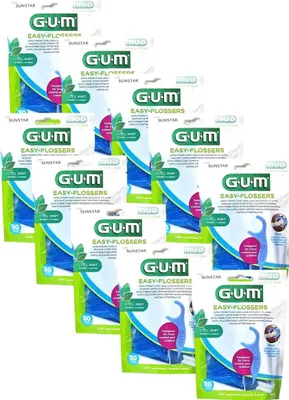 Produktbild von 10 x GUM Easy Flosser Zahnseide mit Halter (10x 30 Stück)