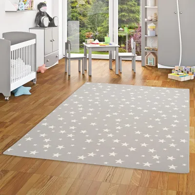 Produktbild von Kinder Spiel Teppich Sterne Grau, Größe:133x133 cm