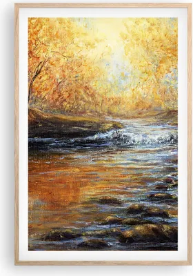 Produktbild von Gerahmtes Poster - Rahmen in heller Eiche - Bach Park Baum - 61x91,5 cm - Wand Bild - Wanddeko - Wandbilder - Kunstposter - Wandposter - Bilderrahmen - Bilder - Kunstdruck - Wandbild - P2NPA61x91-3973