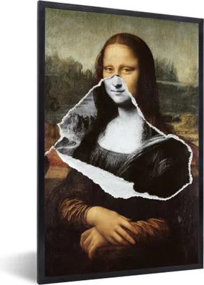 Produktbild von MuchoWow® Gerahmtes Poster Mona Lisa - Schwarz und weiß - Da Vinci 20x30 cm - Poster mit Schwarzem Bilderrahmen Wandposter Rahmen Foto Bilder - Drucken - Bilder Poster im Rahmen