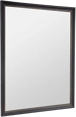 A rectangular mirror with a black and gold frame, shown against a white background.