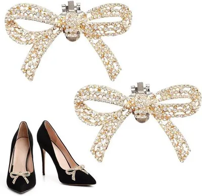 Image de Clips amovibles pour chaussures avec strass pour femmes, dorés