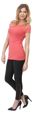 Produktbild von Damen Longshirt Spitzeneinsatz am Rücken Gr. S/M; Koralle