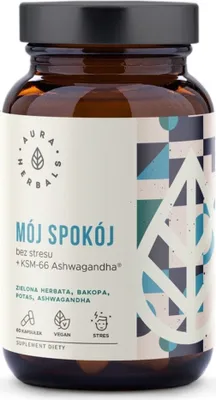 Obrázek produktu pro AURA HERBALS Můj klid, žádný stres + KSM-66 Ashwagandha 60 kapslí.