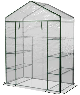 Produktbild von Gew?chshaus aus Stahl und transparentem PVC mit Rolltš¹r, 143 x 73 x 195 cm, grš¹n