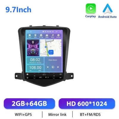 Obrázek produktu pro Android autorádio pro Chevrolet Cruze 2009–2014 – multimediální přehrávač 2-DIN – dotykový displej 24,6 cm (768×1024) – Android 13 – CarPlay – 2 GB + 64 GB