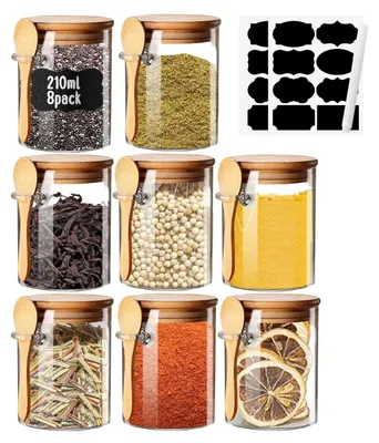 Imagen del producto de Tarros de vidrio con tapa hermética y cuchara, 200 ml