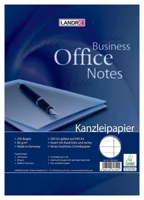 Produktbild von LANDRÉ Kanzleipapier DIN A3/DIN A4 liniert Rand links und rechts 250 Blatt