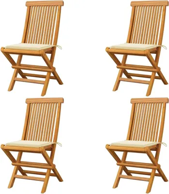 Immagine prodotto di Sedie da giardino - Sedia per esterno - Sedia pieghevole - Sedia da giardino - Sedia pieghevole - Legno di teak massello - Pieghevole, con cuscino