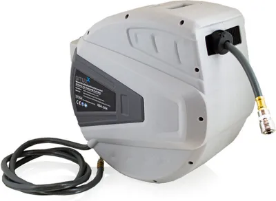Produktbild von Bituxx® 30m Druckluft Schlauchtrommel automatik Druckluft Schlauchaufroller 1/4" Zoll Anschluss Automatik Schlauchaufroller für Wandmontage (30m / 30 Meter) Grau MS-17754