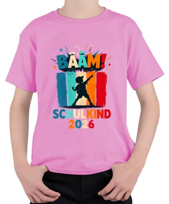 Immagine prodotto di Maglietta per bambino, tema "primo giorno di scuola 2026", ideale per un bambino che inizia la scuola primaria, con motivo "zaino scolastico", adatta a un ragazzo, colore rosa, taglia 116