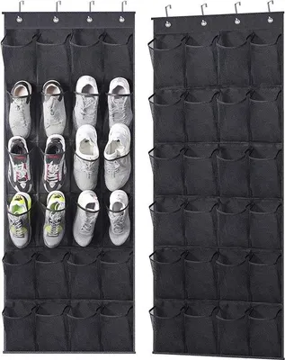 Produktbild von Ultiluxe Schuhschrank Hängend - Schwarz - 24 Fächer - Schuhbeutel - 145 x 56 cm - Schuhaufbewahrung Türsystem