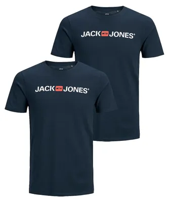 Produktbild von JACK & JONES Rundhals T-Shirt 2-er Stück Pack Kurzarm Shirt Basic Set JJECORP Größe: XS