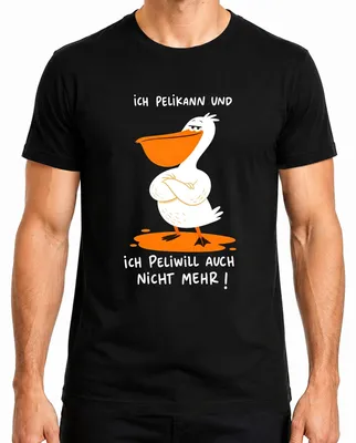 Zdjęcie produktu dla Koszulka męska "Ich Pelikann und ich Peliwill", model "Statement", kolor: czarny, rozmiar: M