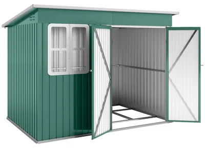 Produktbild von Outsunny Metall Gerätehaus 4,13 m² Geräteschuppen mit Fenster Pultdach Grün