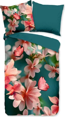Produktbild von JACK Mikrofaser Wende Bettwäsche 2 tlg. 135x200cm Pure Butterfly Bloom Petrol Pink