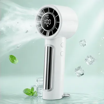 Produktbild von Tragbarer Handventilator mit LED Display,100 Geschwindigkeitsstufen,USB-C Aufhängbarer Lüfter mit 4000mAh Akku,Leise für Büro Reisen Outdoor