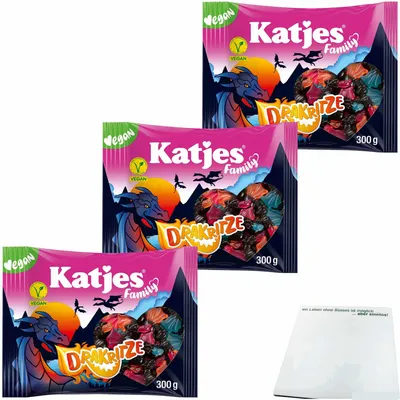 Produktbild von Katjes Family Drakritze 3er Pack (3x300g Beutel) + usy Block